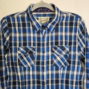 Overdrive Clothing 100% Cotton Tartan Plaid Button-Down, Western‎ Cowgirl Medium